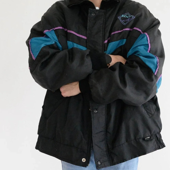 Vintage Edco 80's Black Snowmobile & Ski Winter  jacket Coat - Picture 4 of 14
